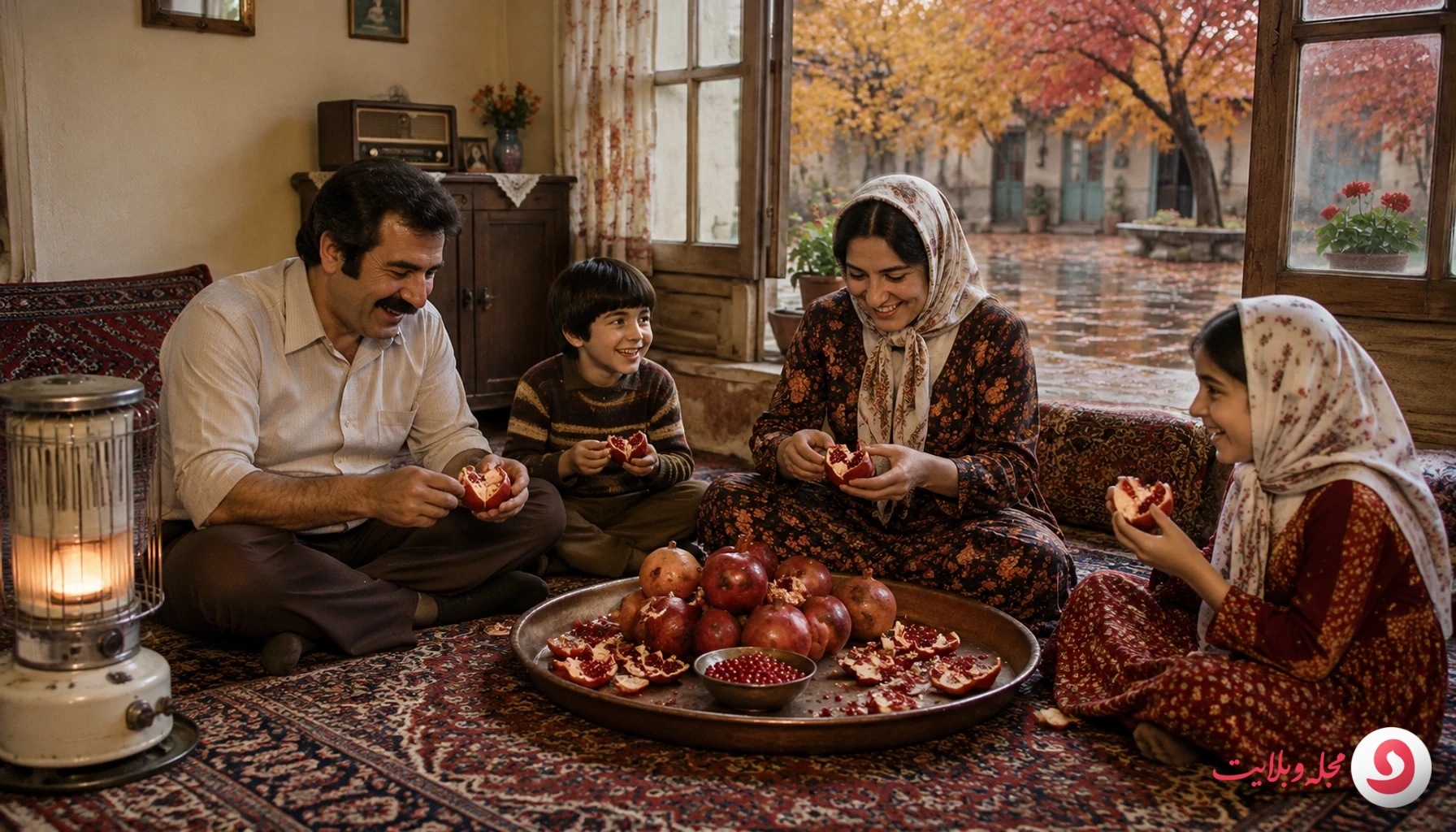 انار و خانواده و خانه قدیمی