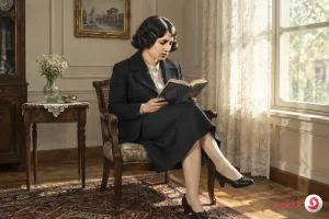 پروین اعتصامی در حال کتاب خواندن